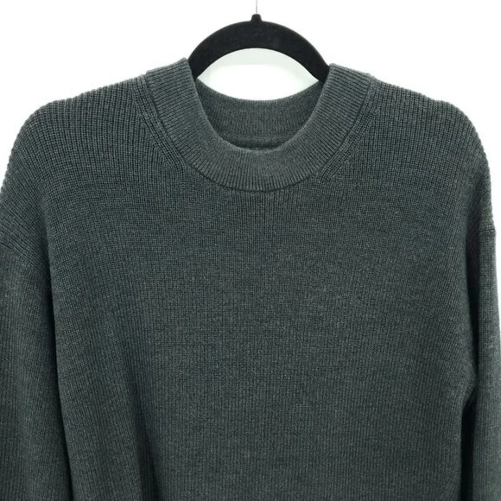 Lululemon Merino Wool-Blend Ribbed Crewneck Sweater 8 Heathered Black